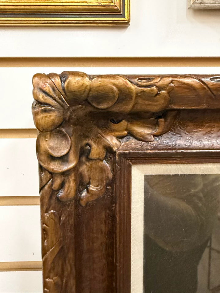REMBRANDT Girl With Broom Reproduction Art In Antique Wood Frame