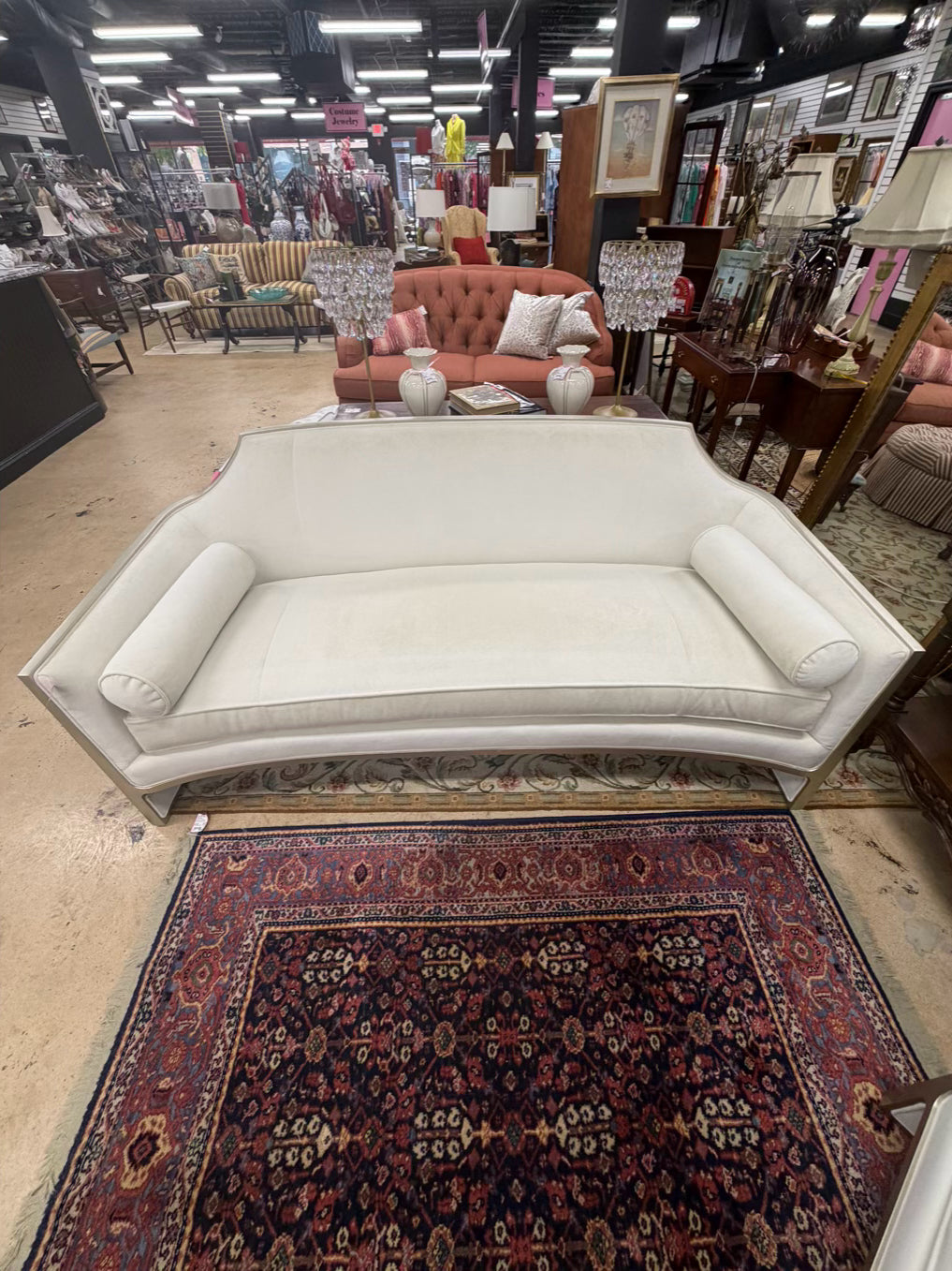 CARACOLE The Cats Meow White Velvet Sofa