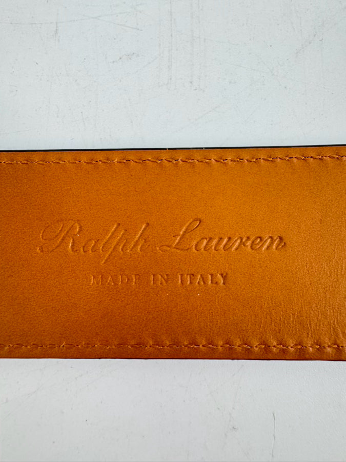 RALPH LAUREN M Leather Metallic Copper Belt NWT