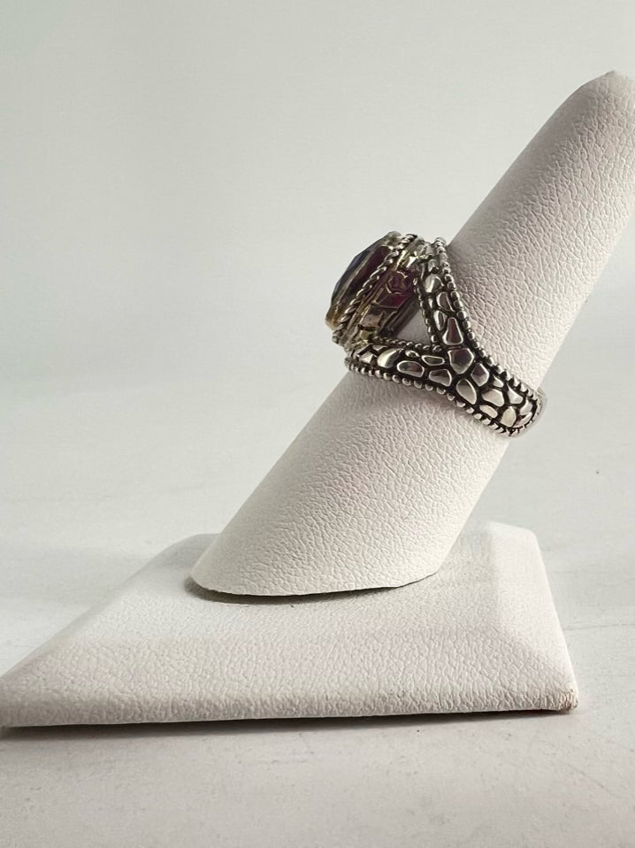 Sterling Silver Purple Stone Sarda Bali Ring