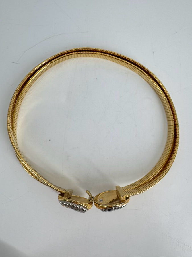 JUDITH LEIBER Metal Gold Tone Stretch Double Belt