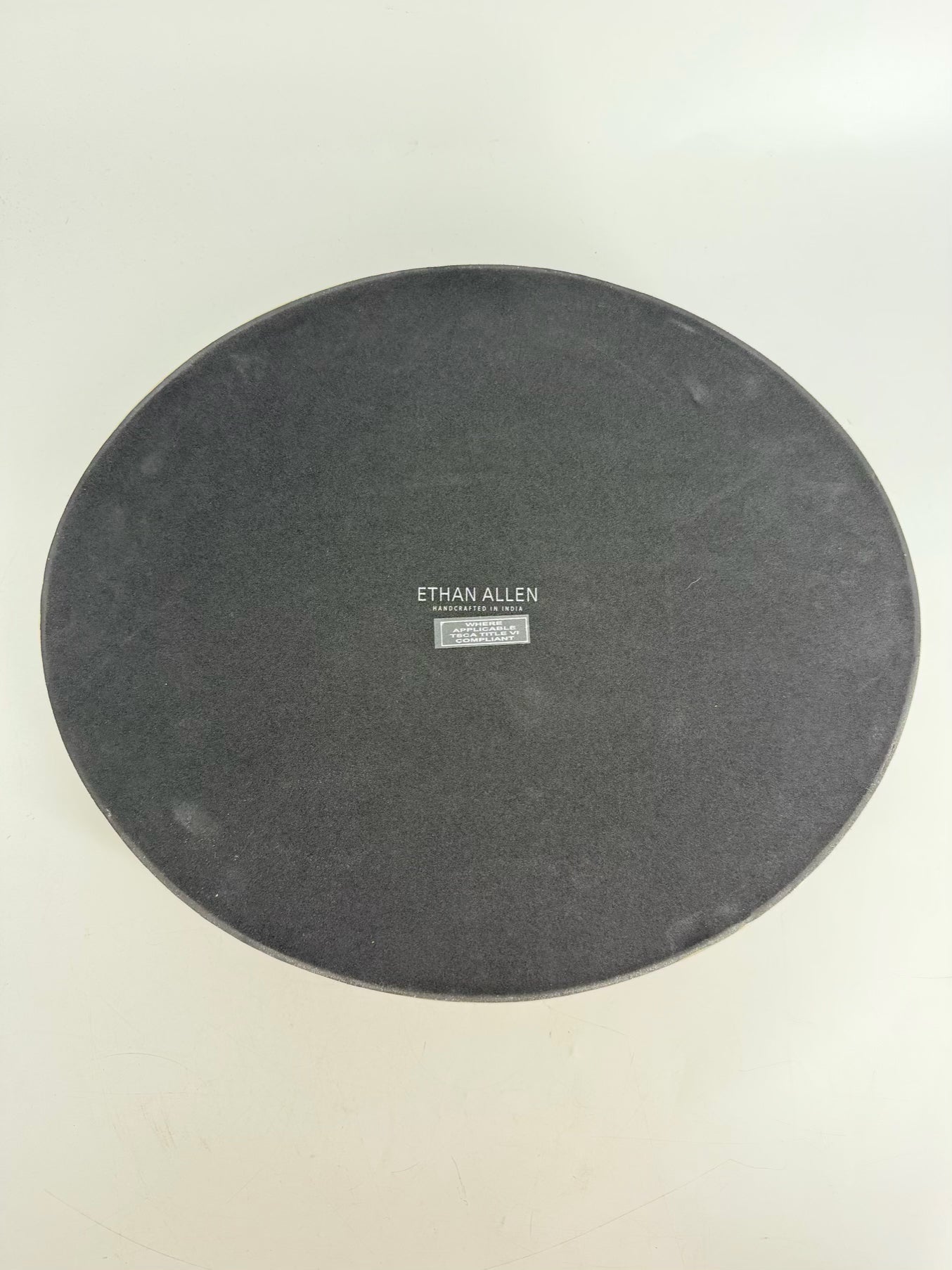 ETHAN ALLEN Silver Metal Oval Mirrored Tray
