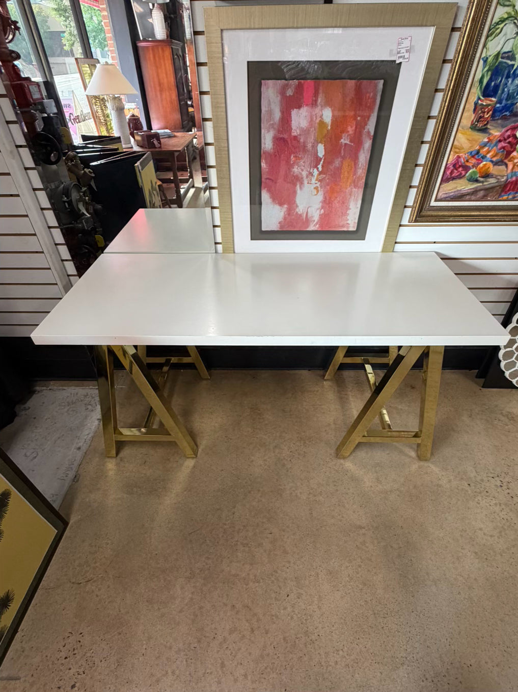 Gold Cross Base Desk w/ White Top