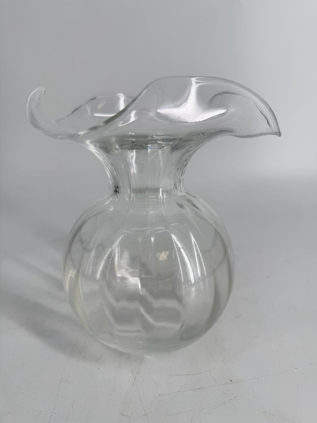 VIETRI Clear Glass Fluted Top Vase