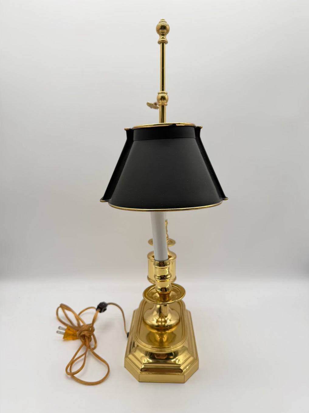 Gold & black Bouillotte Brass Lamp w/ Black Tole Shade