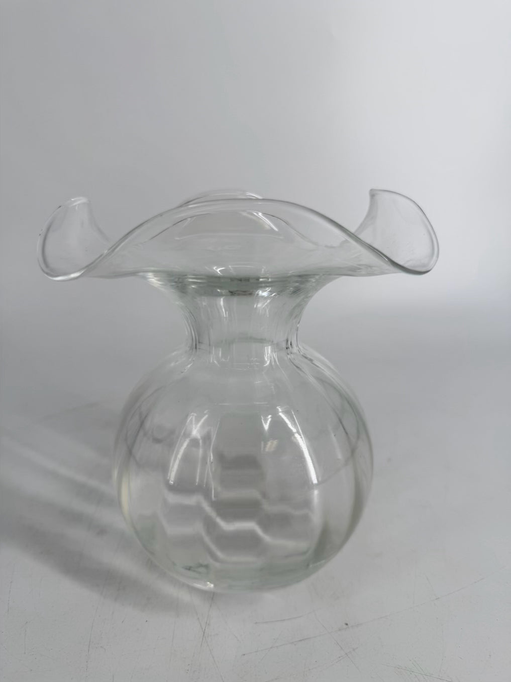 VIETRI Clear Glass Fluted Top Vase