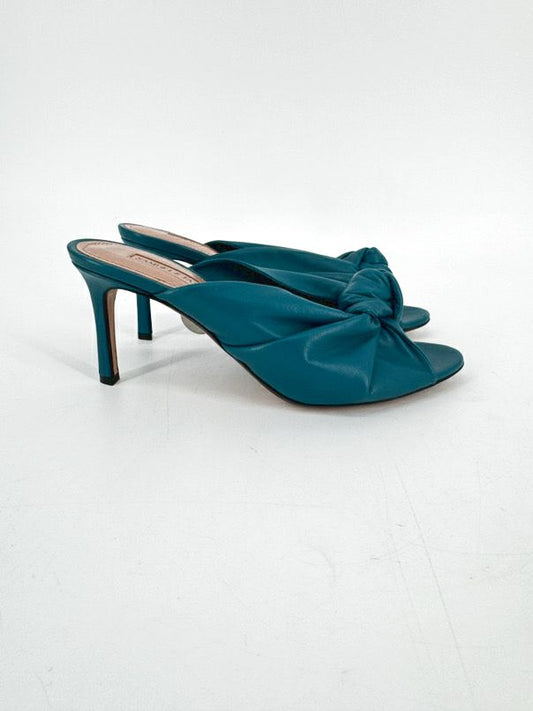SAMUELE FAILLI Size 38 Teal Leather Knot Heels