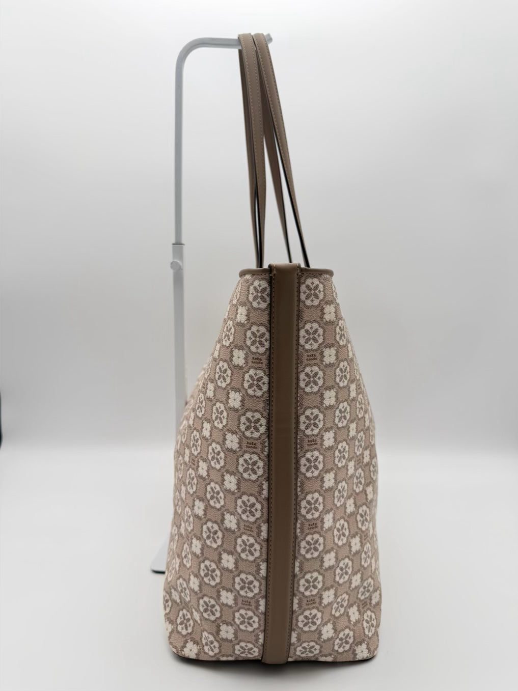 KATE SPADE Beige & White Coated Canvas Flower Monogram Tote Bag