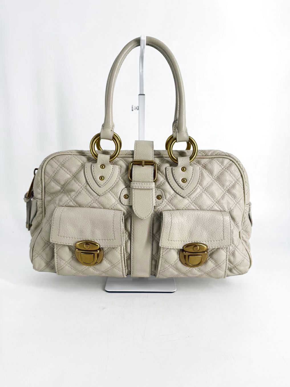 MARC JACOBS Cream Leather Quilted Purse