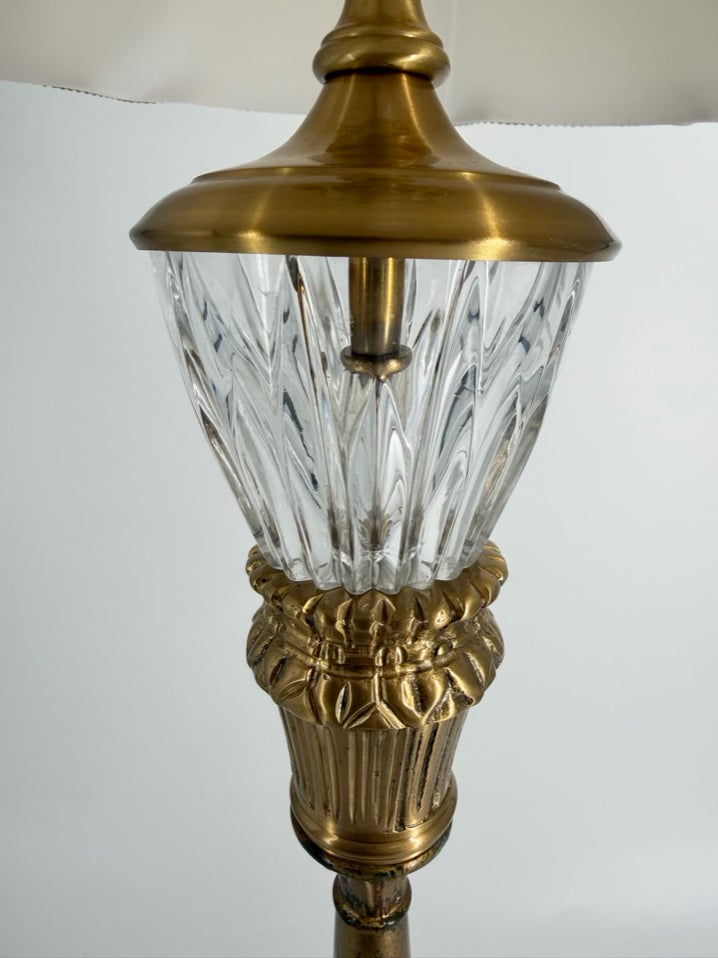 WILDWOOD Brass & Crystal Buffet Pair Of Lamps w/ Shades
