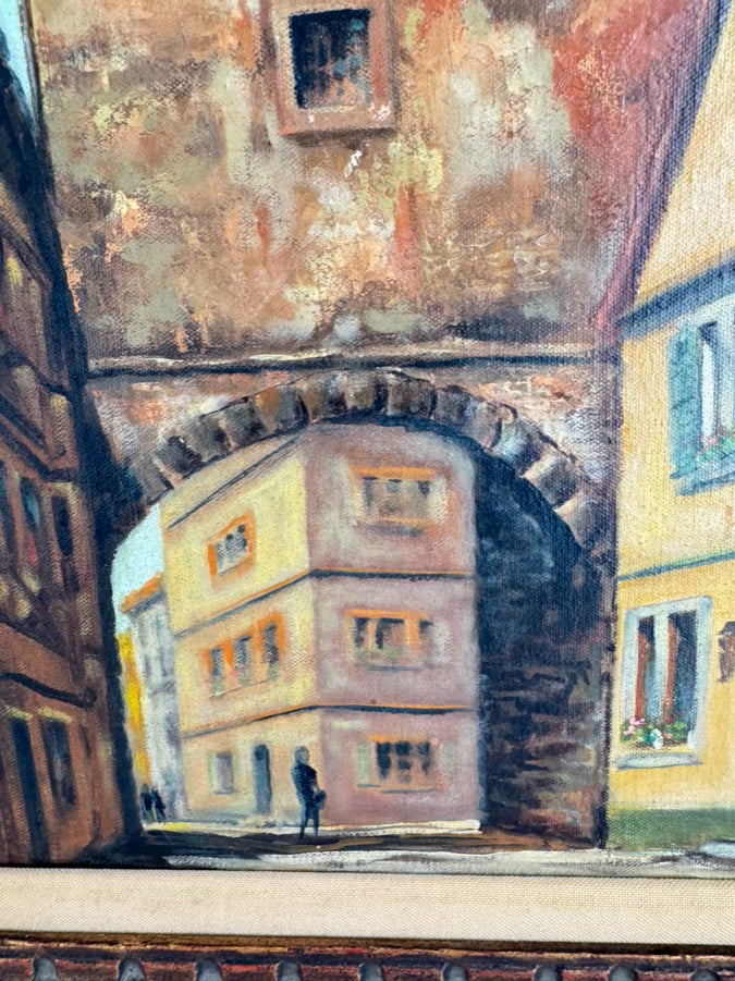VINTAGE Street in Germany Painting in Gold Frame