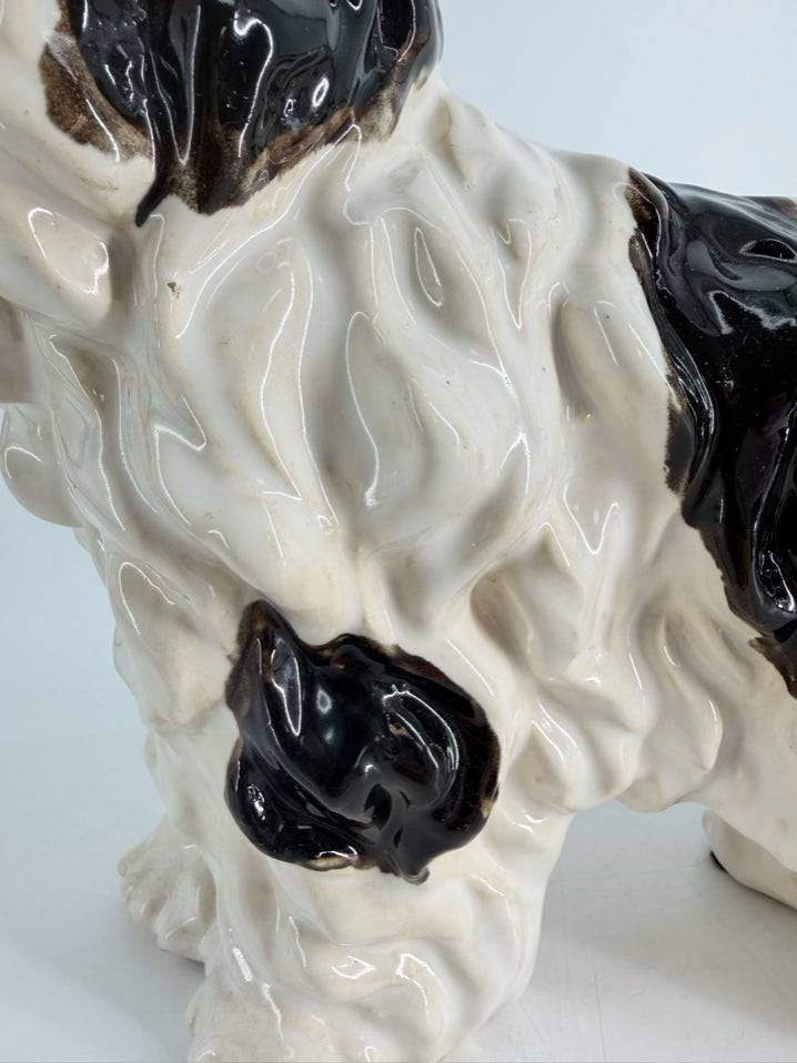 Black & White Ceramic Staffordshire Style Cavalier King Charles Dog Figure