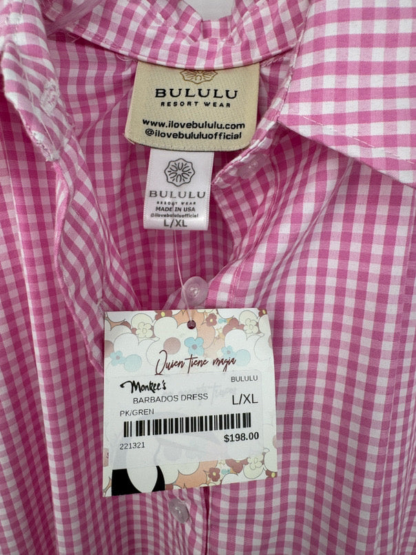 BULULU Size Wmn's L/XL pink & green Print Check Dress