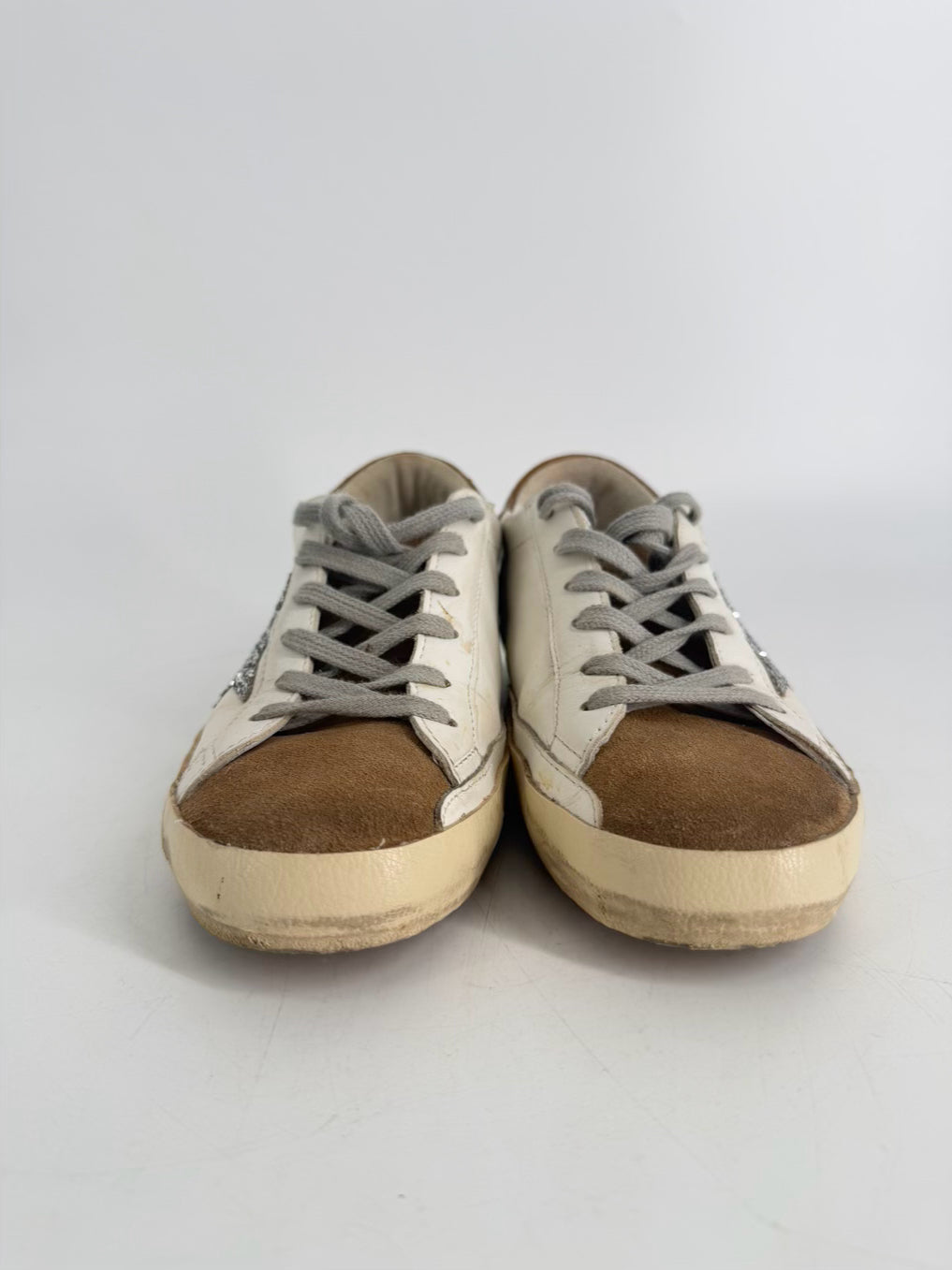 GOLDEN GOOSE Size 39 White & Beige Star Casual Shoes