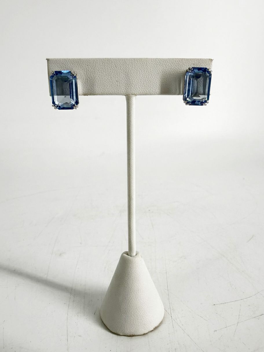 SWAROVSKI Blue Emerald Shape Stud Earrings