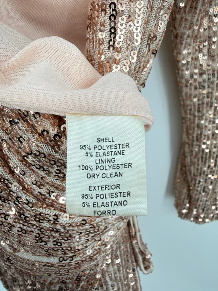 ELIZA J Size Wmn's 10 Champagne Sequin Bow Evening Gown