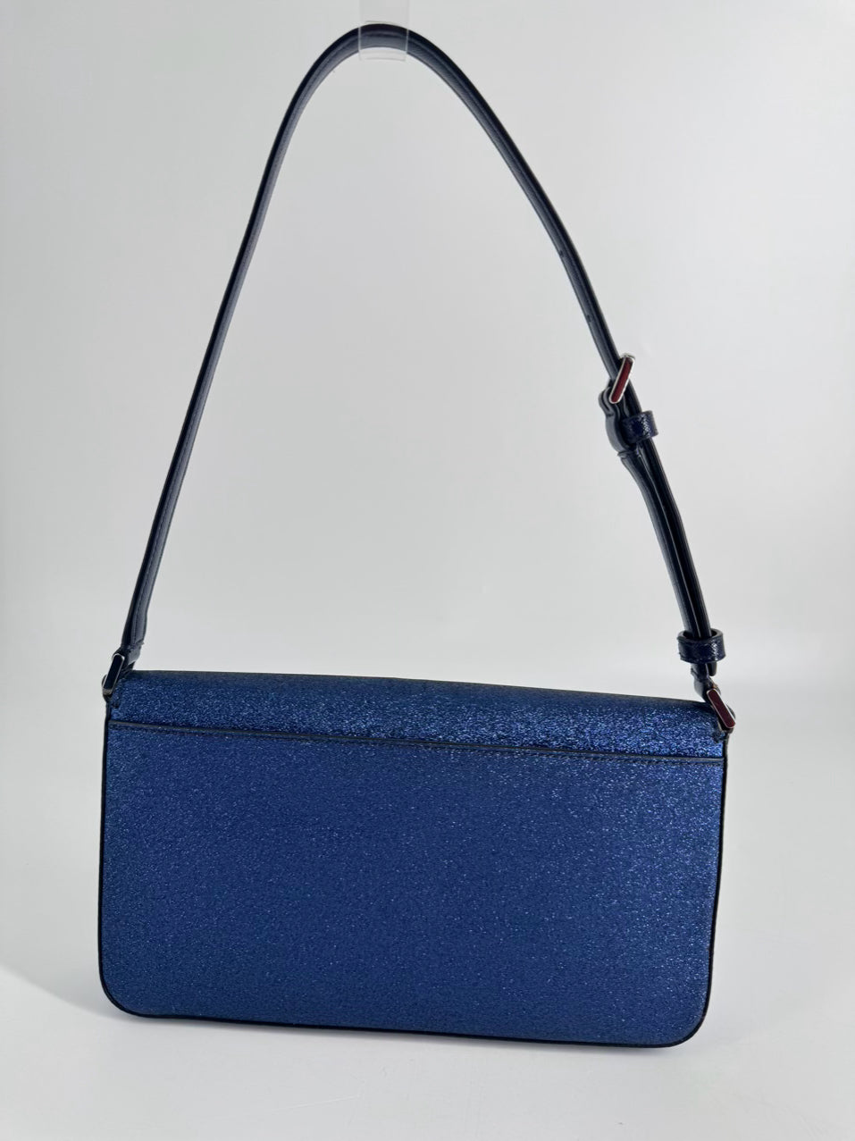 KATE SPADE Blue Sparkle Leather Flap Shoulder Purse