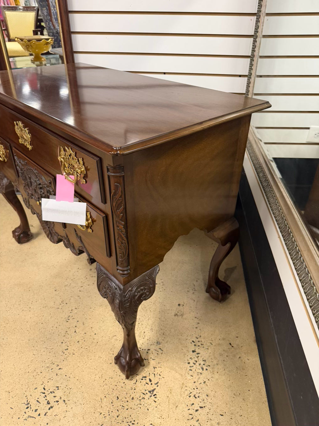 KINDELWINTERHUR REPRODUCTION Mahogany Lowboy w/ Brass Handles