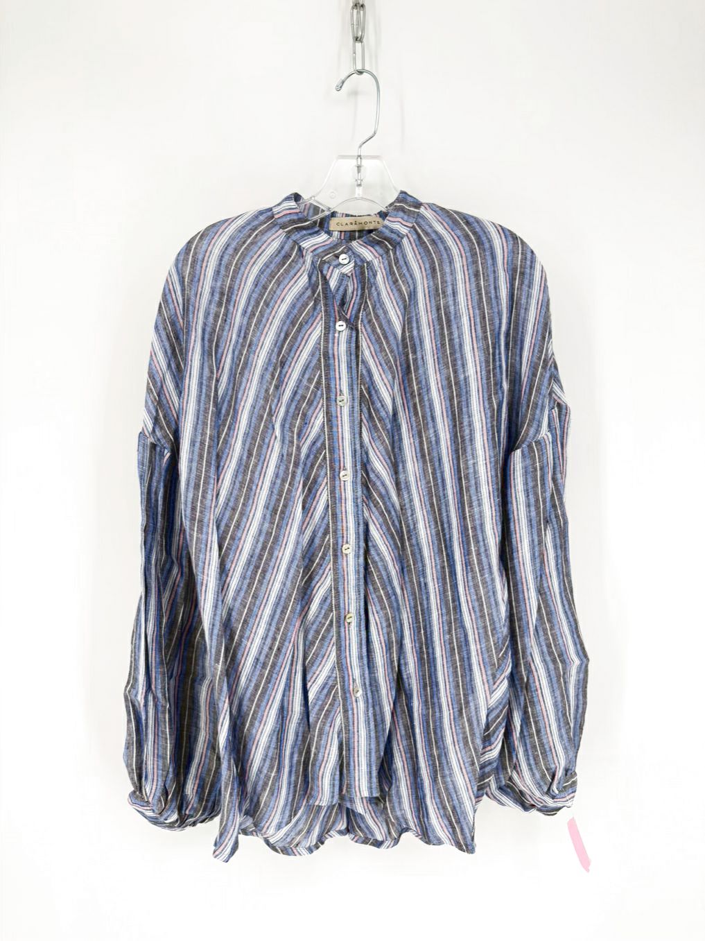 CLARAMONTE Size S/M Blue, White & Pink Stripe Blouse