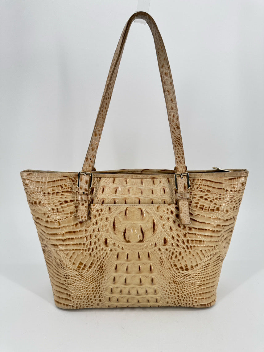 BRAHMIN Tan Embossed Leather Melbourne Purse