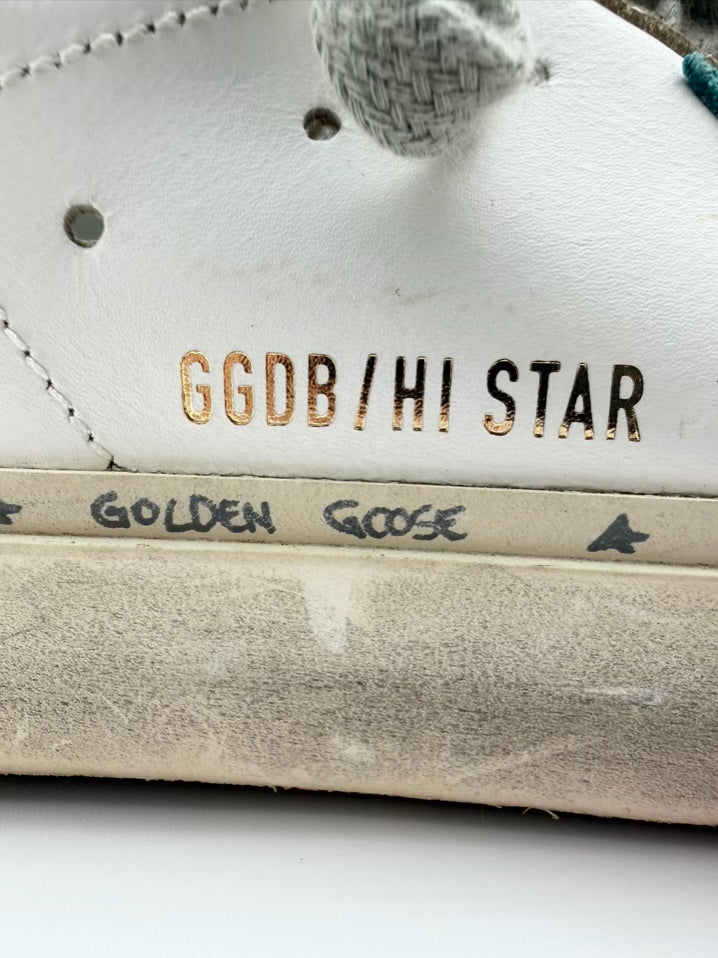 GOLDEN GOOSE Size 38 White & Bronze Textile Sneakers