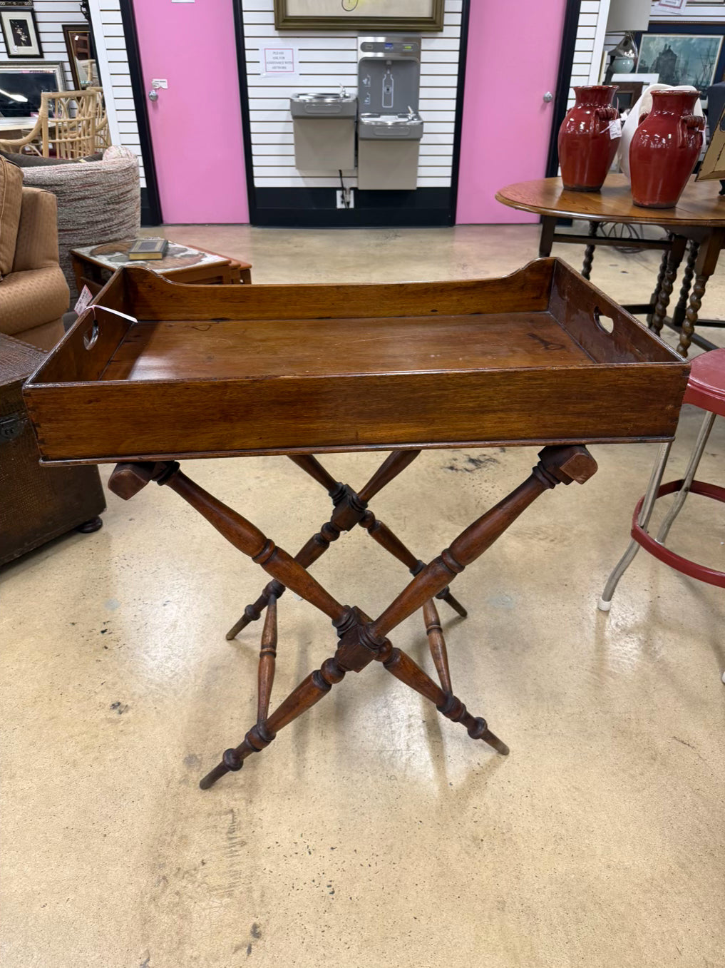 ANTIQUE Wood Folding Bar 2 Piece Table