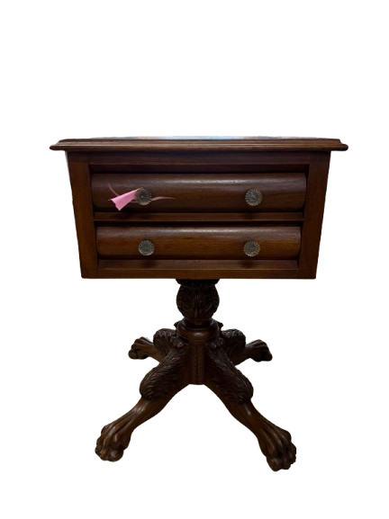 VINTAGE Wood Victorian End Table w/ 2 Drawers