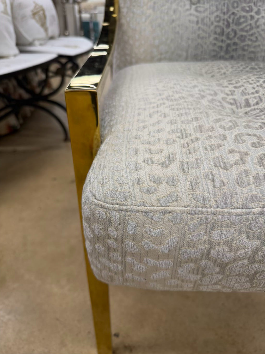 Contemporary Gold Metal Pair Of Animal Print Chairs