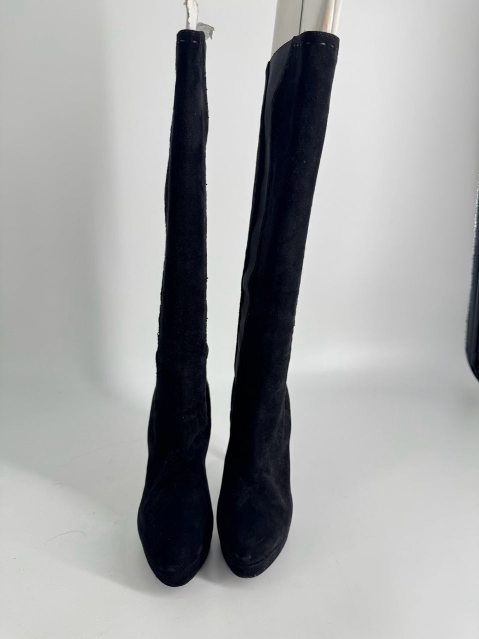 YVES SAINT LAURENT Size 38.5 Black Suede Knee-High Boots
