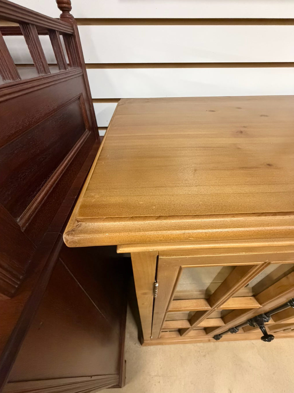 Light Pine Bookcase w/ Glass Doors