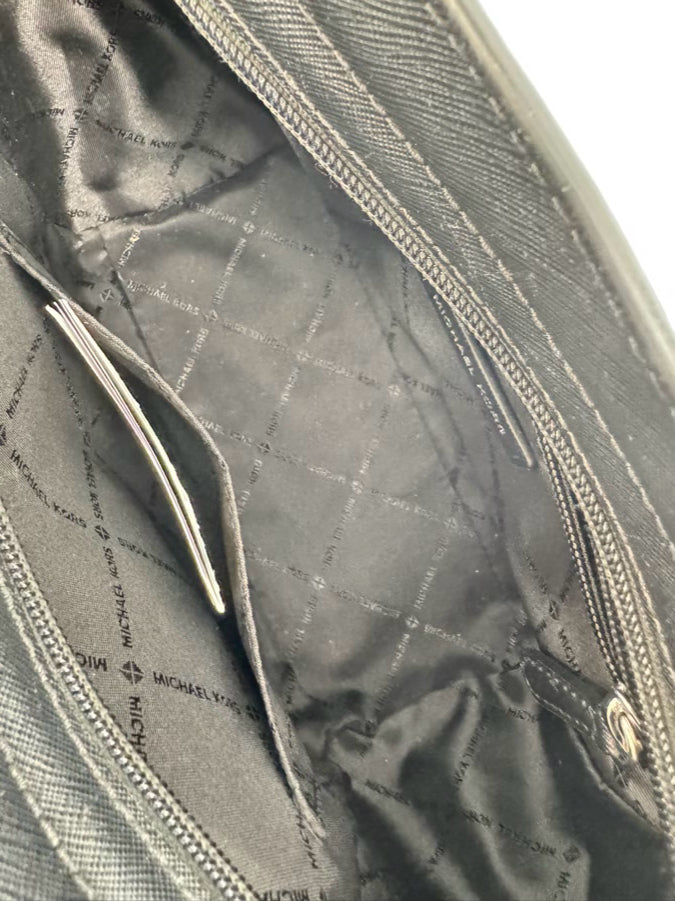 MICHAEL KORS Gray & Black Logo Coated Canvas Crossbody Bag