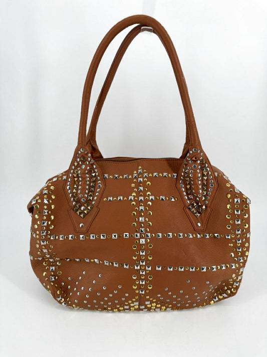CLEVER CARRIAGE COMPANY Camel Leather Studded Purse