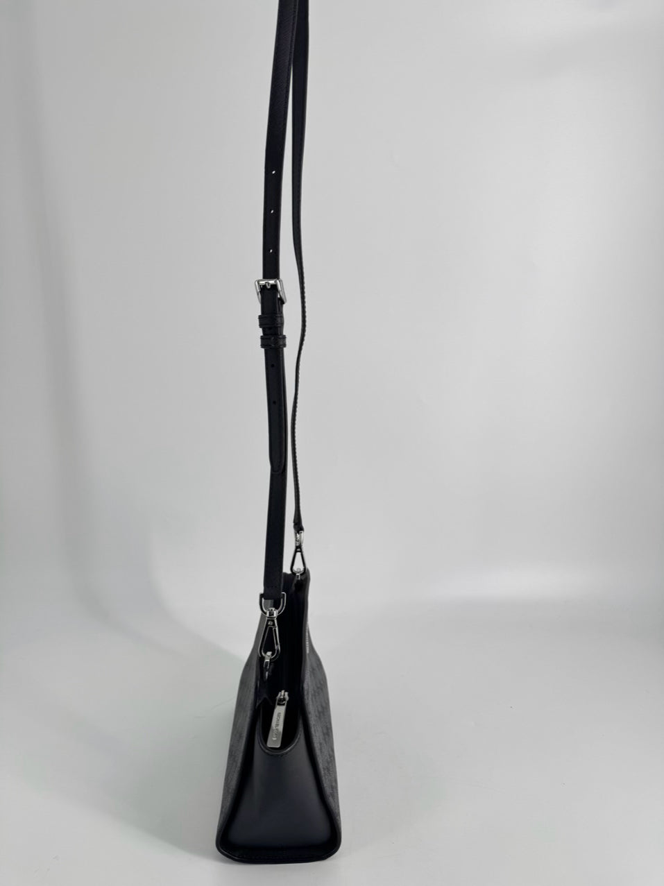 MICHAEL KORS Gray & Black Logo Coated Canvas Crossbody Bag