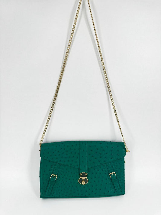 W H PETRONELA Teal Ostrich Crossbody Bag