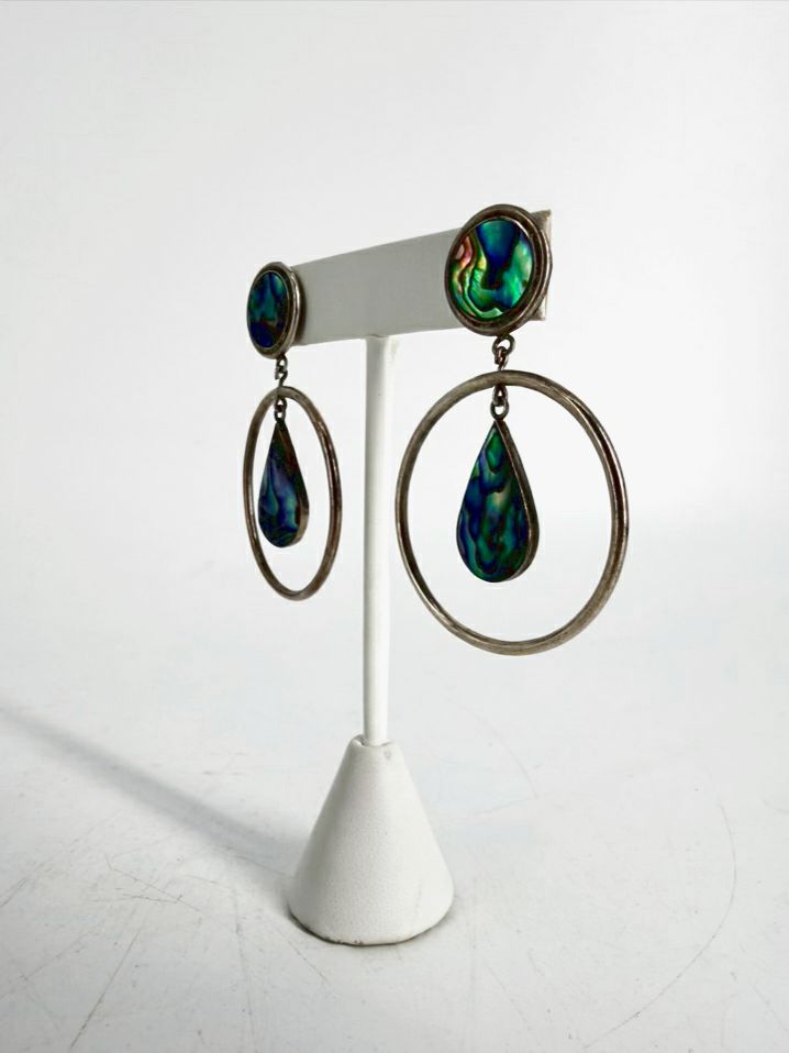 STERLING SILVER Abalone Shell Drop Earrings