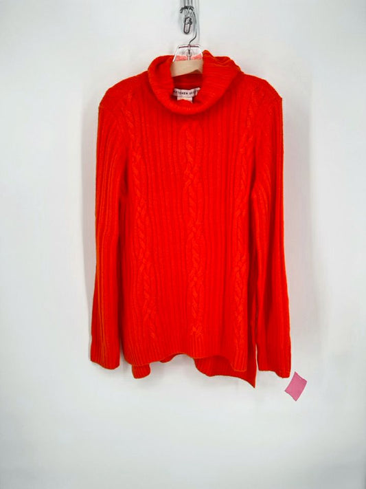 GRETCHEN SCOTT Size L Neon Orange Cowl Neck Sweater NWT