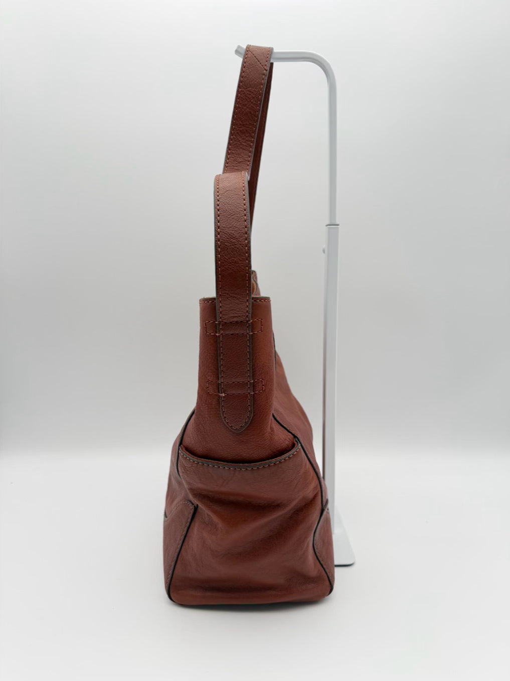 FRYE Cognac Leather Side Pocket Hobo Purse