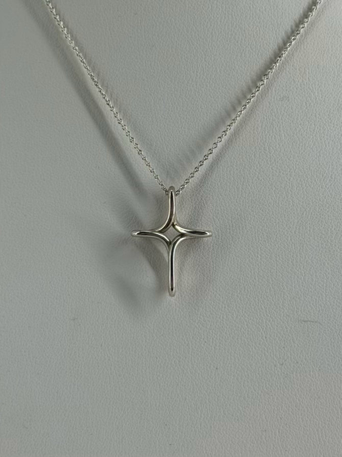 TIFFANY & CO. ELSA PERETTI STERLING SILVER Infinity Cross Pendant Necklace