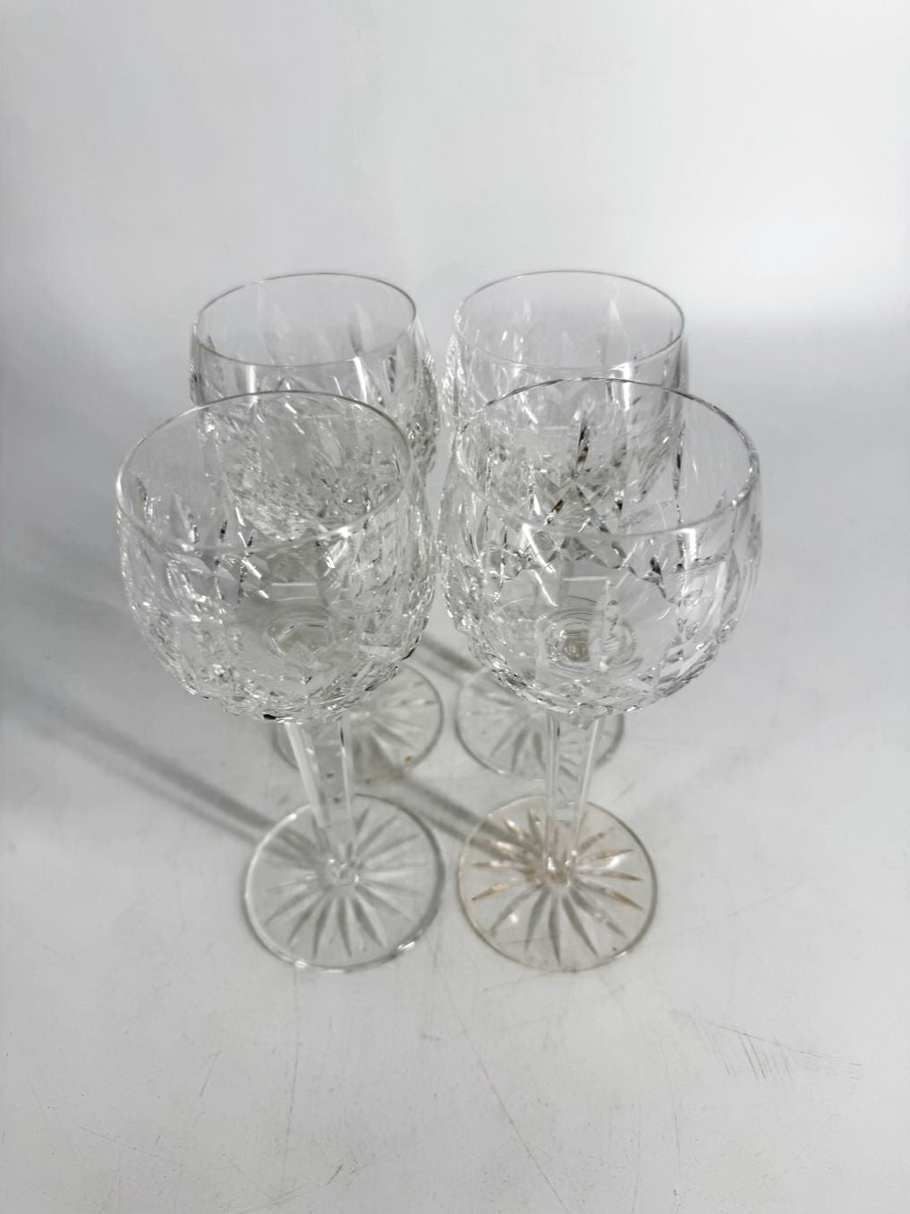 WATERFORD Clear Crystal Set Of 4 Lizmore Wine Glasses