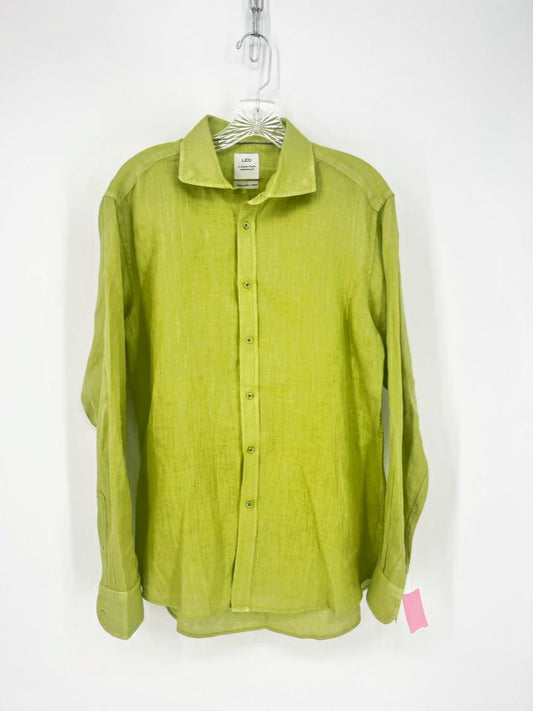 LEO by LUCHIANO VISCONTI Size 37/38 Lime Linen Dress shirt