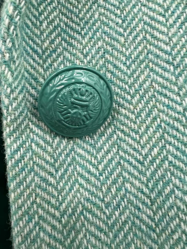 L'AGENCE Size 4 Seafoam Wool Blend Herringbone Jacket NWT