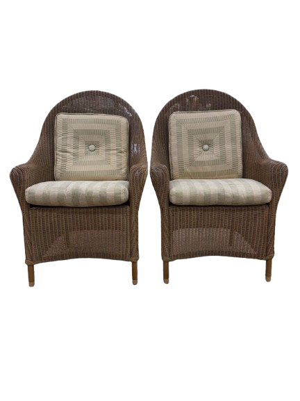 LOYD LOOM Carmel Wicker Pair Of Outdoor Chairs w/ Cushions