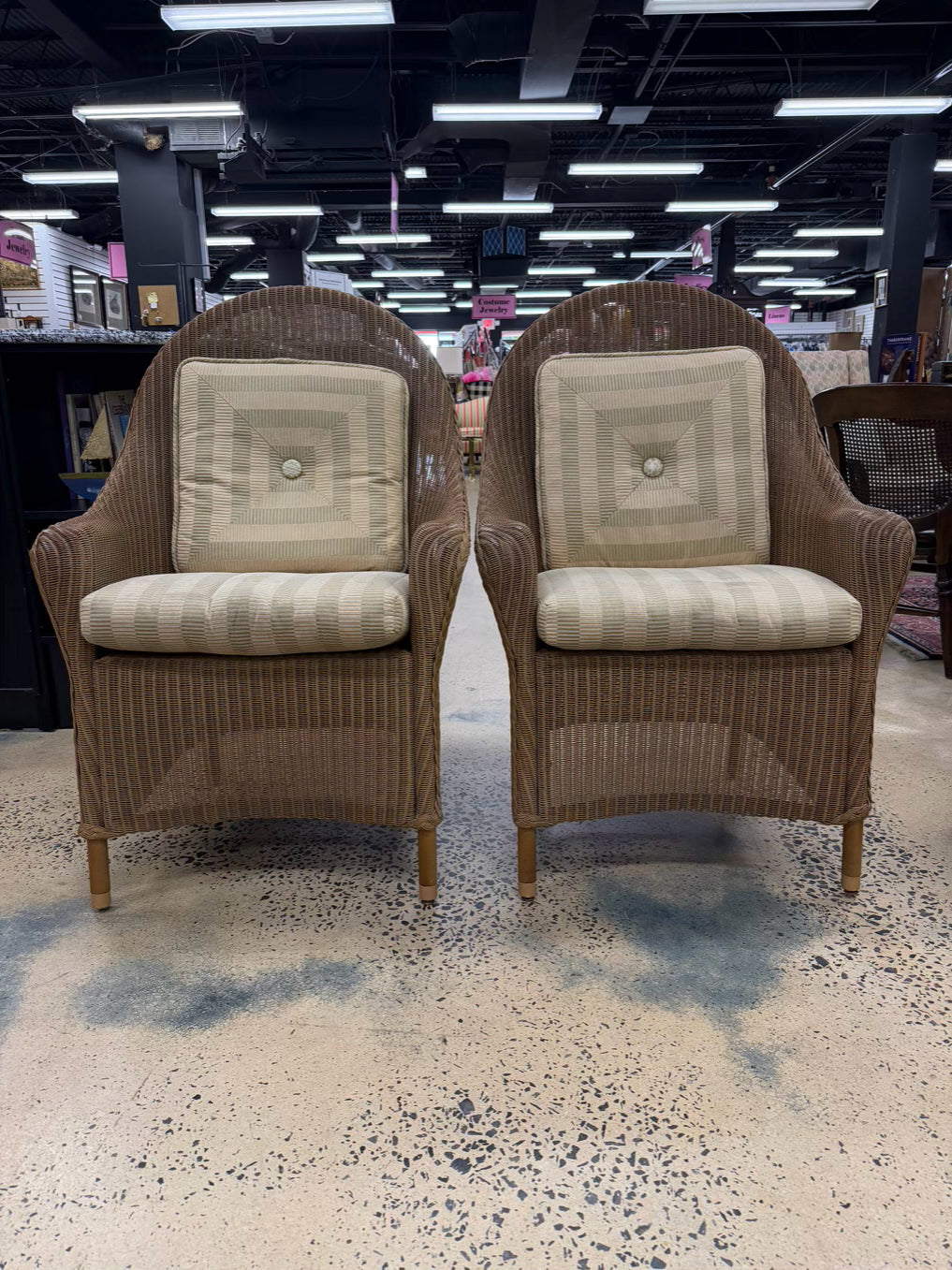 LOYD LOOM Carmel Wicker Pair Of Outdoor Chairs w/ Cushions