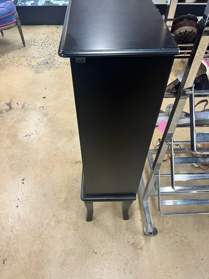 Black Wood Jewelry Cabinet w/ 6 Drawers