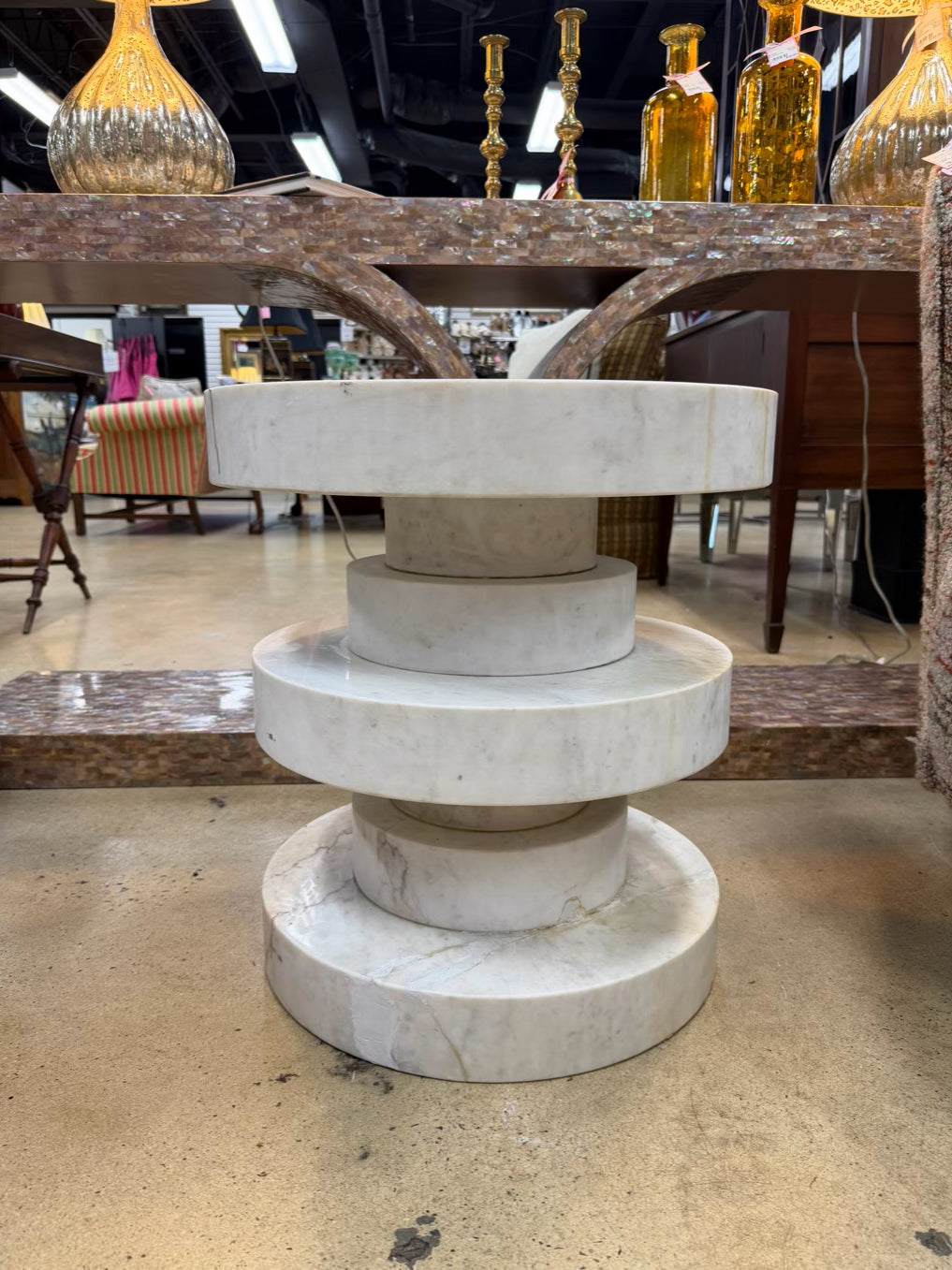 MR. BROWN White Marble Modern Occasional Table