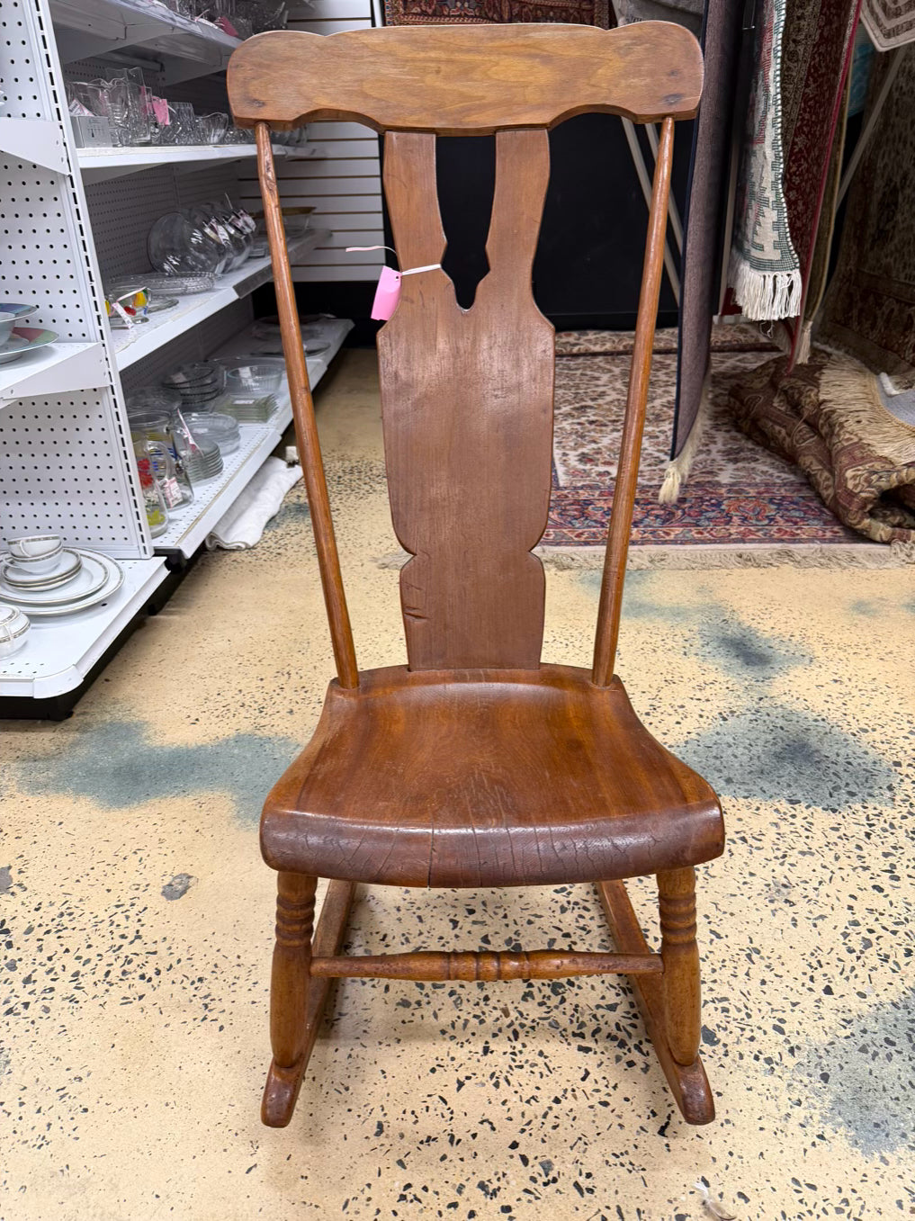 ANTIQUE Wood High Back Rocking Chair