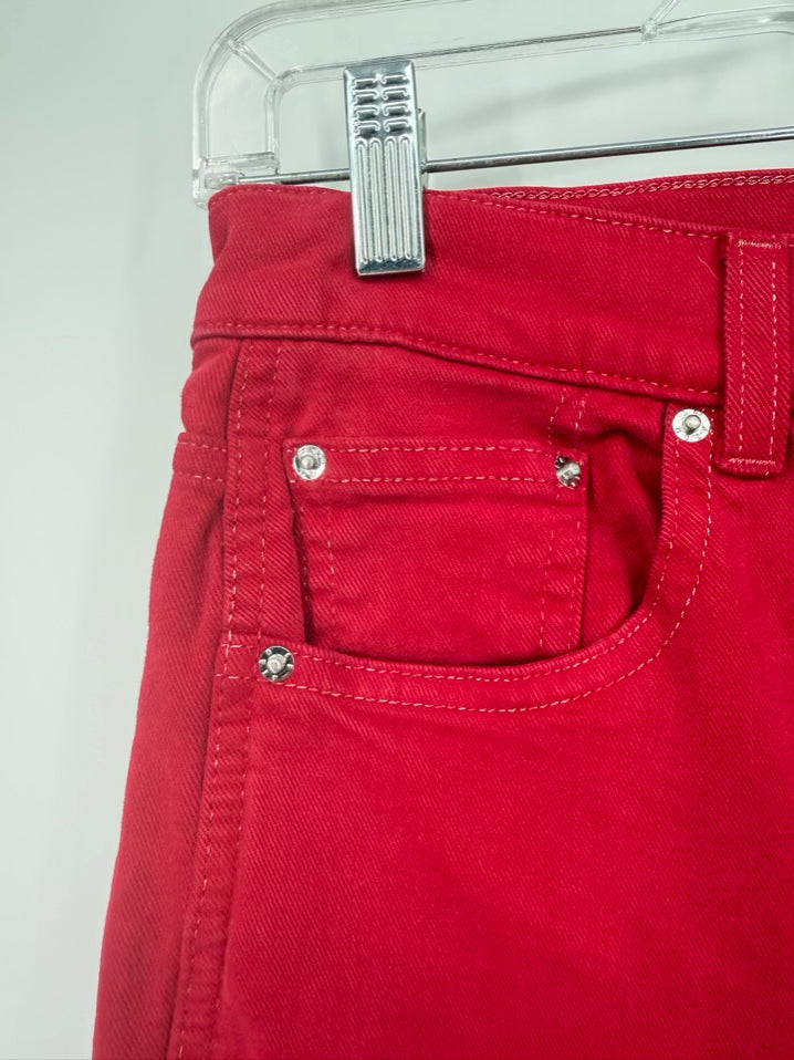 LE JEAN Wmn's Size 26 Red Denim Wide Leg Jeans