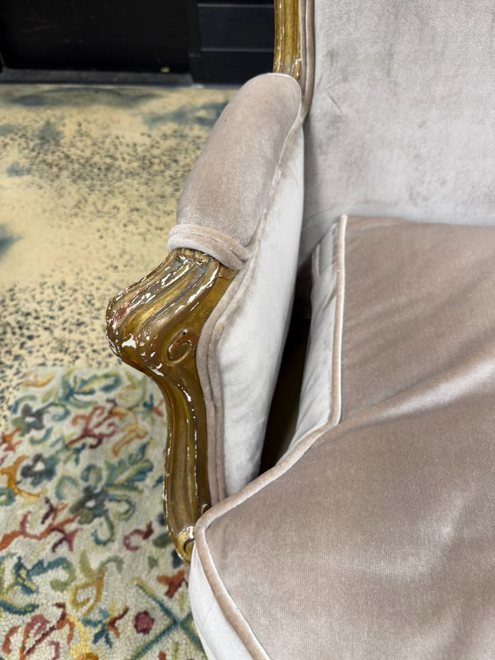 Gold French Louis XV Wood Carved Sofa
