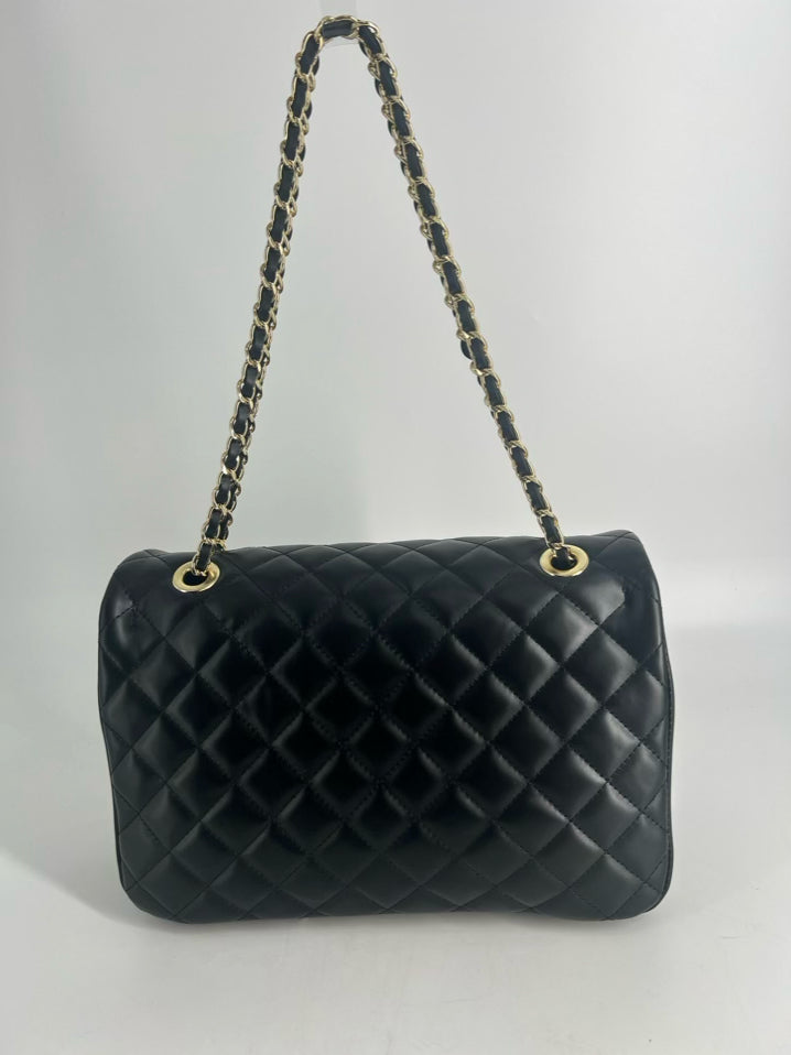 BORSE IN PELLE Black Leather Quilted Purse