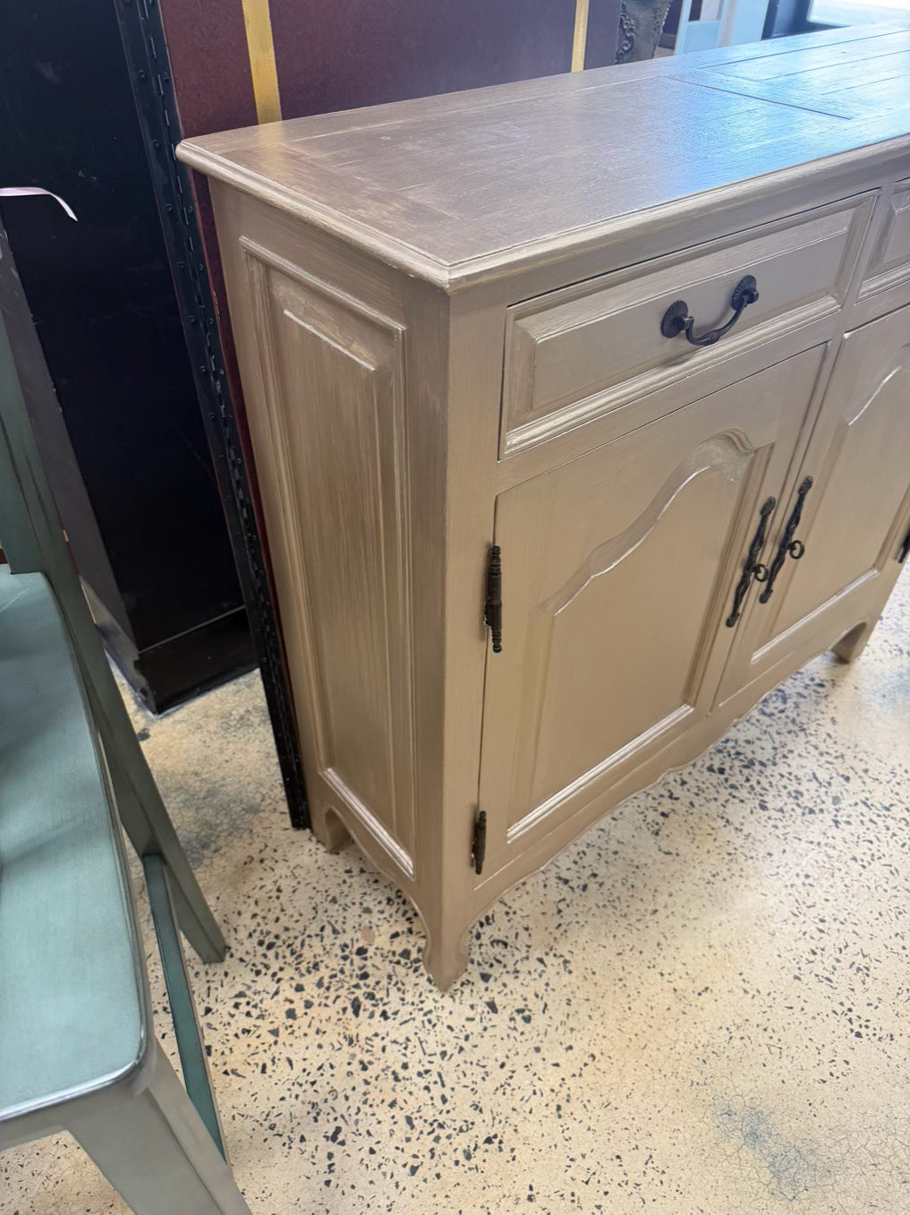 VINTAGE Gold Painted Cabinet w/ 2 Drawers